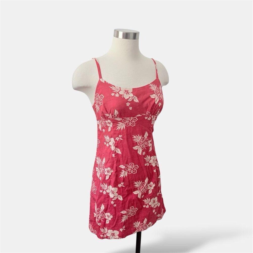 Wild Fable Red Hawaiian Y2K Smocked Mini Dress Small Body Con Fitted